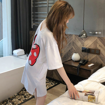 Sleeping Dress Summer Pure Cotton Thin style Cute Cartoon Sleeping Skirt Woman Summer Short Sleeve Conjoined Pyjamas Woman Spring Autumn Home Suit Suit