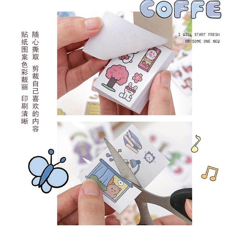 50张不重复卡通可爱豆豆贴纸本少女创意便宜diy手帐素材贴纸贴画