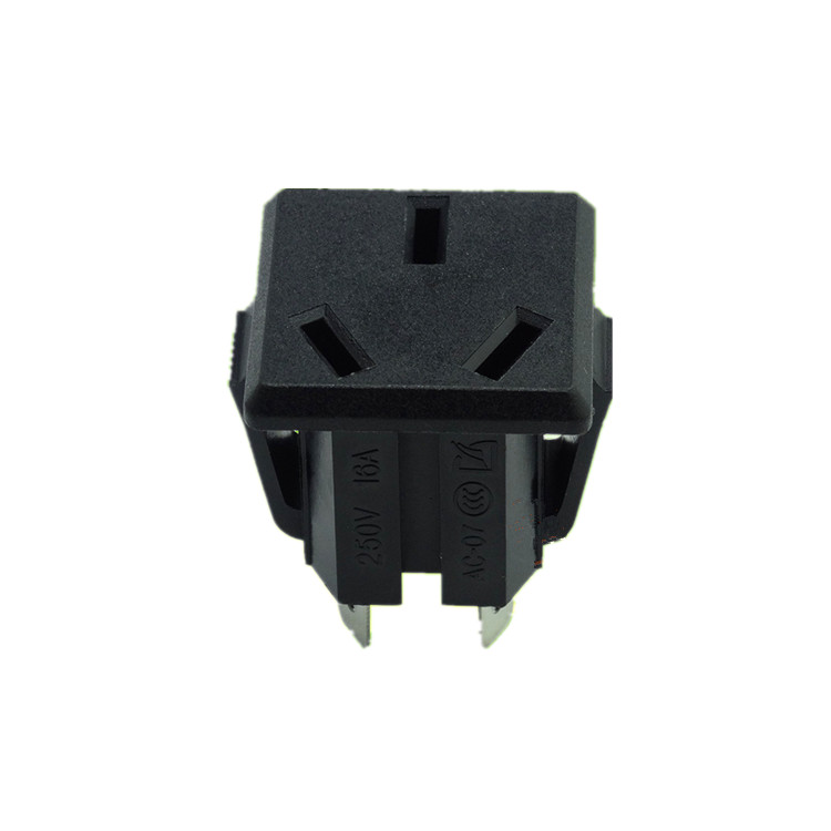 AC电源插座 国标三脚母座嵌入式侧卡位三扁脚ups/pdu10A接线横块 - 图0