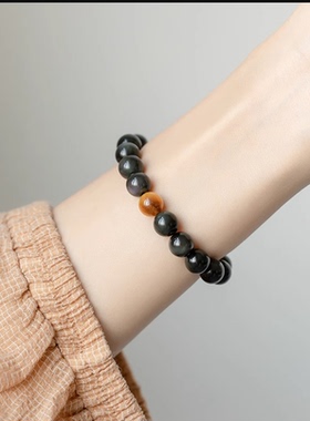 10A级女黑曜石个性简约手链手串