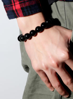 正品官方男黑曜石手串手链