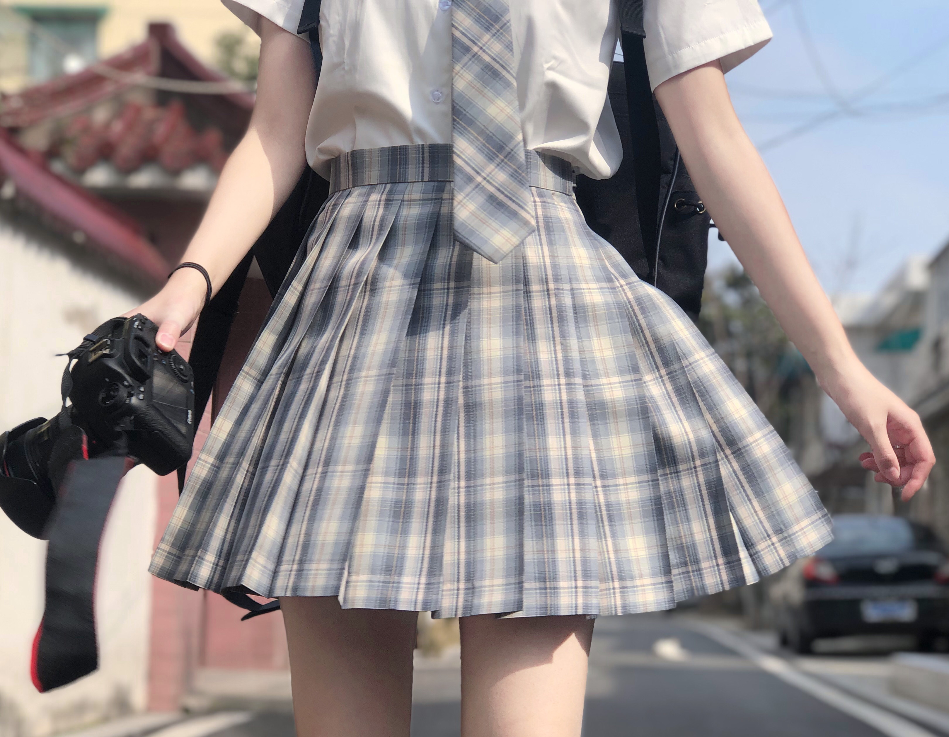 嫷妹现货掉落清池原创正版制服裙短裙百褶裙jk格裙半身裙 - 图0