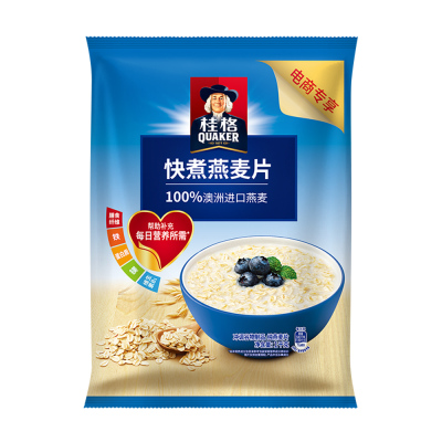 【自营】桂格快煮原味燕麦片1000g*1袋营养早餐代餐粗粮谷物冲饮