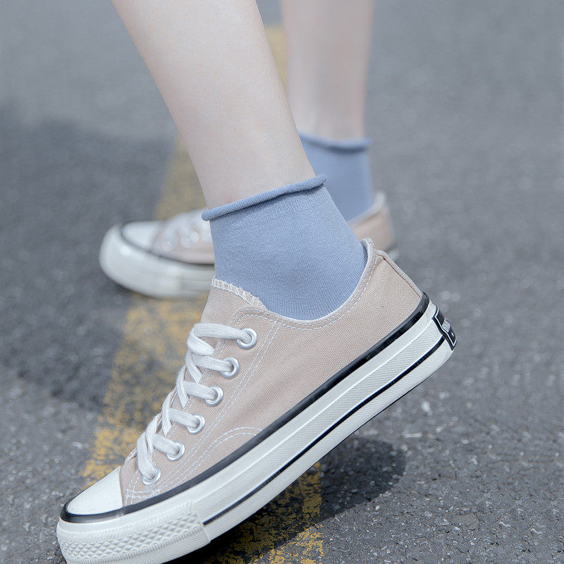 袜子女夏短袜浅口纯棉夏季薄款jK卷口袜子孕妇袜堆堆袜潮街头ins,淘宝优惠券,粉丝福利购,淘宝优惠卷