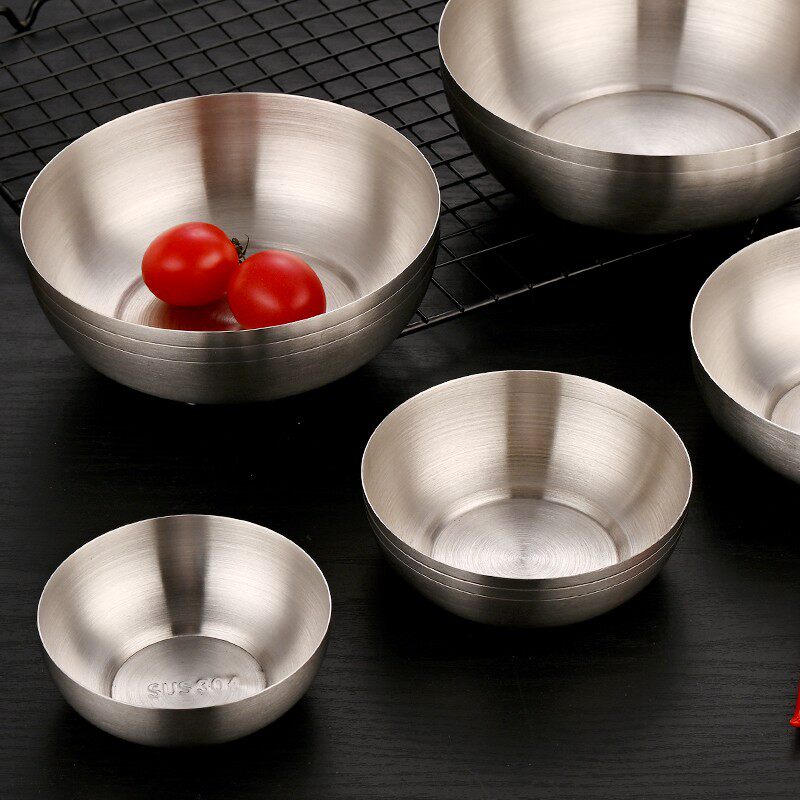 304不锈钢韩式泡菜碗小吃碗沙拉碗米饭碗蘸料碗面碗料理碗圆形