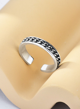 韩国复古花纹欧美风学生开口戒指