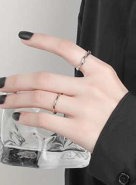 百搭线条打结麻花日韩风ins戒指