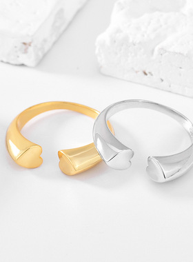 小众设计感欧美风几何心形戒指