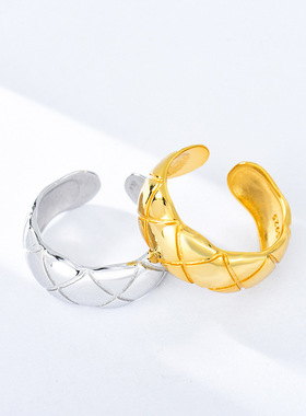 小香风韩国ins蹦迪开口银戒指