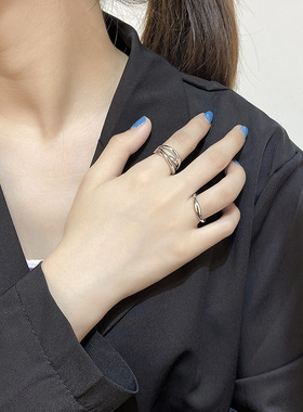 交叉多层ins潮风蹦迪镀18k戒指