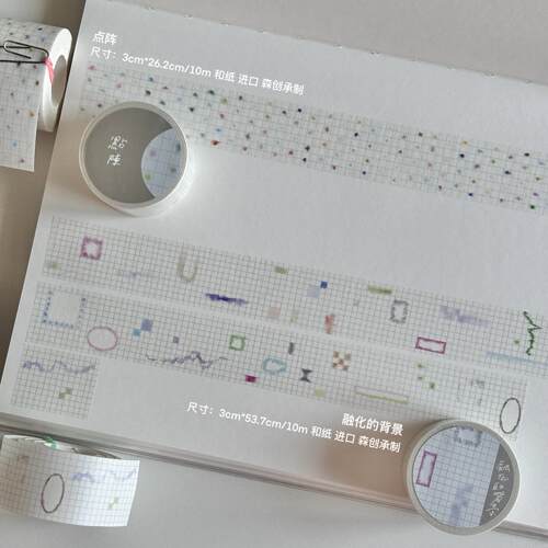 浮光分装 Nemosissy 融化的背景 点阵 和纸胶带盐系装饰拼贴手帐 - 图1