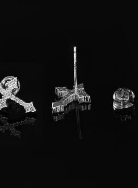YBSJEWELRY 纯银莫桑钻十字架2025新款耳钉男女