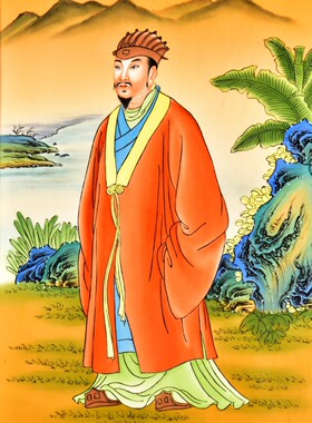 书房文玩壁挂老件木框镶手绘粉彩瓷板画唐宋八大家苏洵画像挂板