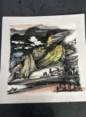 中国画毛笔山水风景原作绘画真迹装饰画客厅玄关办公室