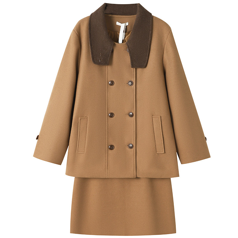 300斤美拉德套装胖莹莹大码女装冬季立领夹棉毛呢外套短款半身裙,淘宝优惠券,粉丝福利购,淘宝优惠卷