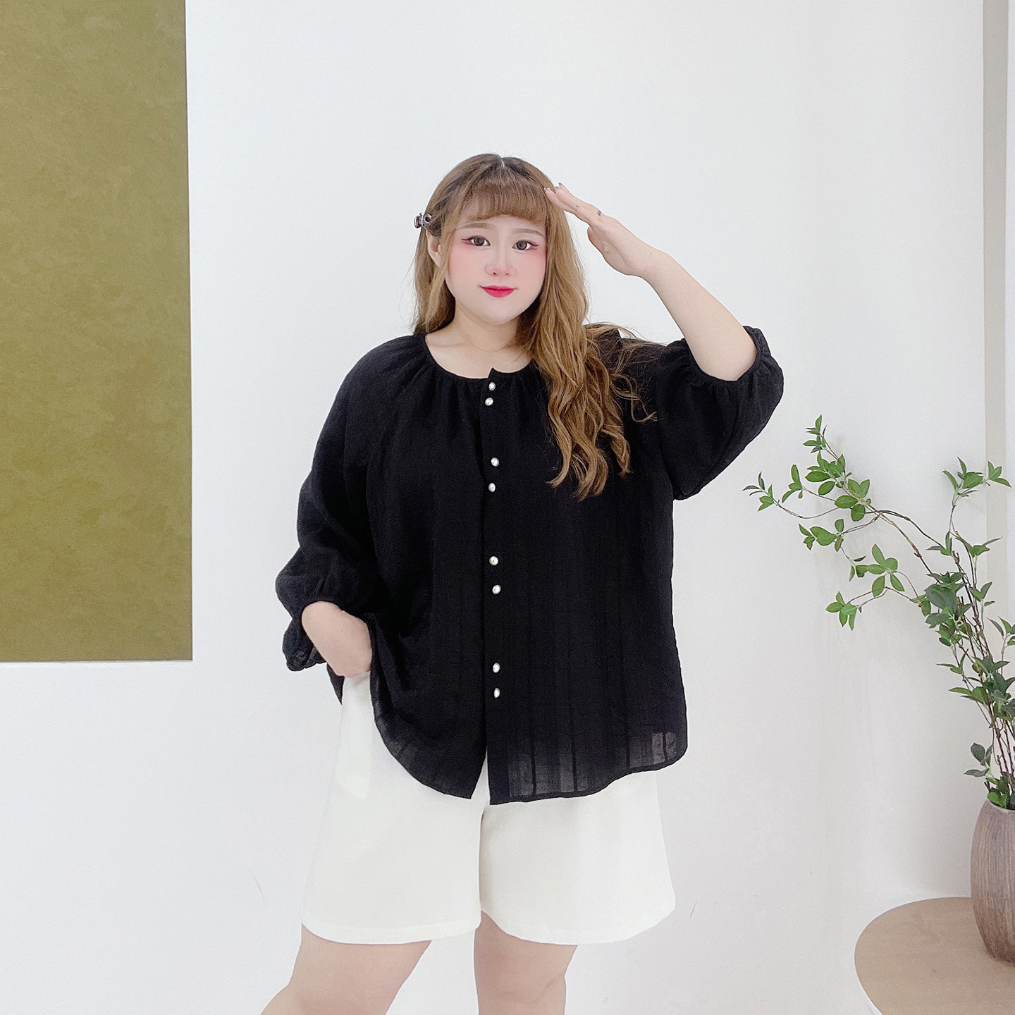 韩系显瘦百搭高腰五分阔腿裤子胖莹莹大码女装夏通勤黑色西装短裤,淘宝优惠券,粉丝福利购,淘宝优惠卷