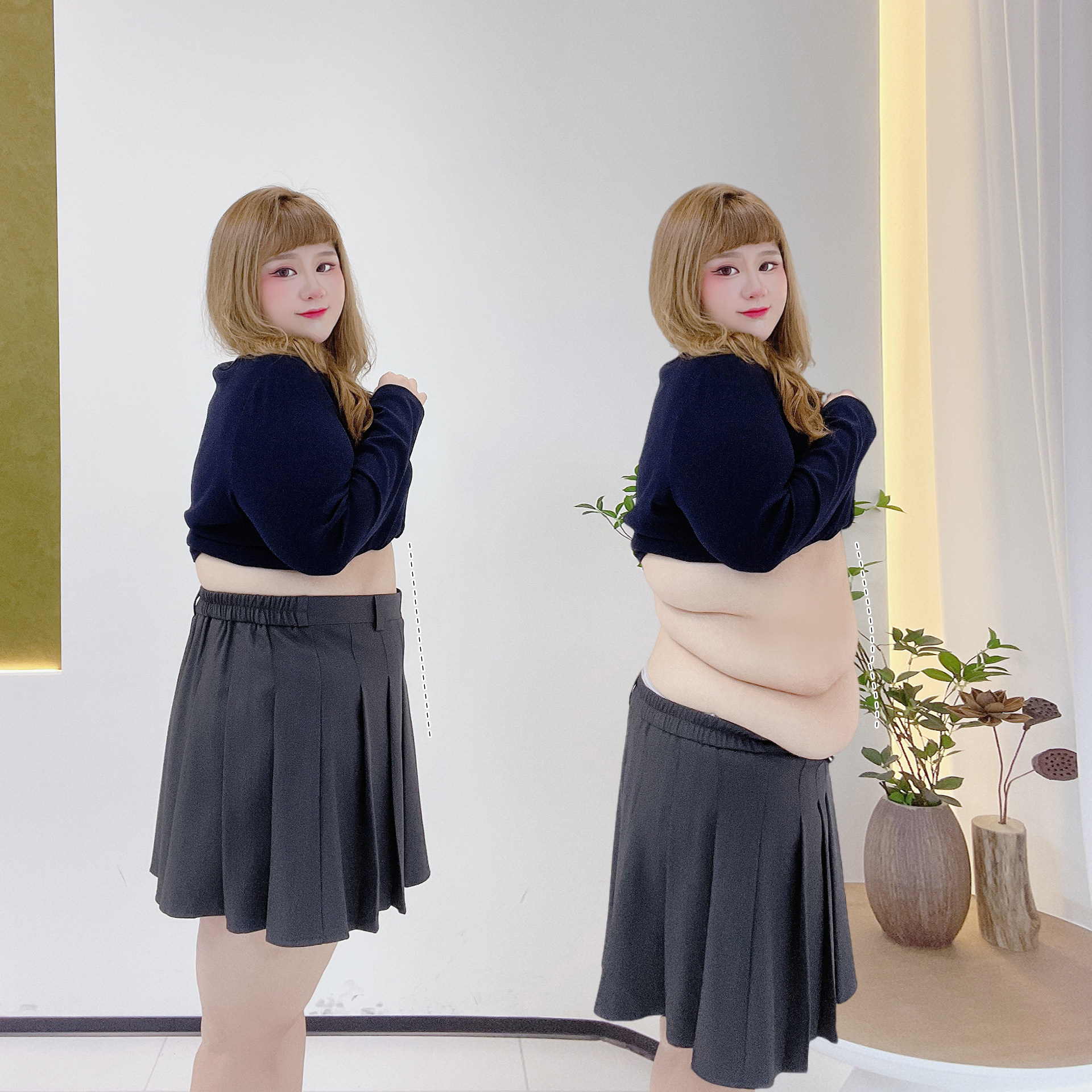 高腰遮肚学院纯色百褶半身裙胖莹莹大码女装秋季百搭显瘦黑色短裙,淘宝优惠券,粉丝福利购,淘宝优惠卷