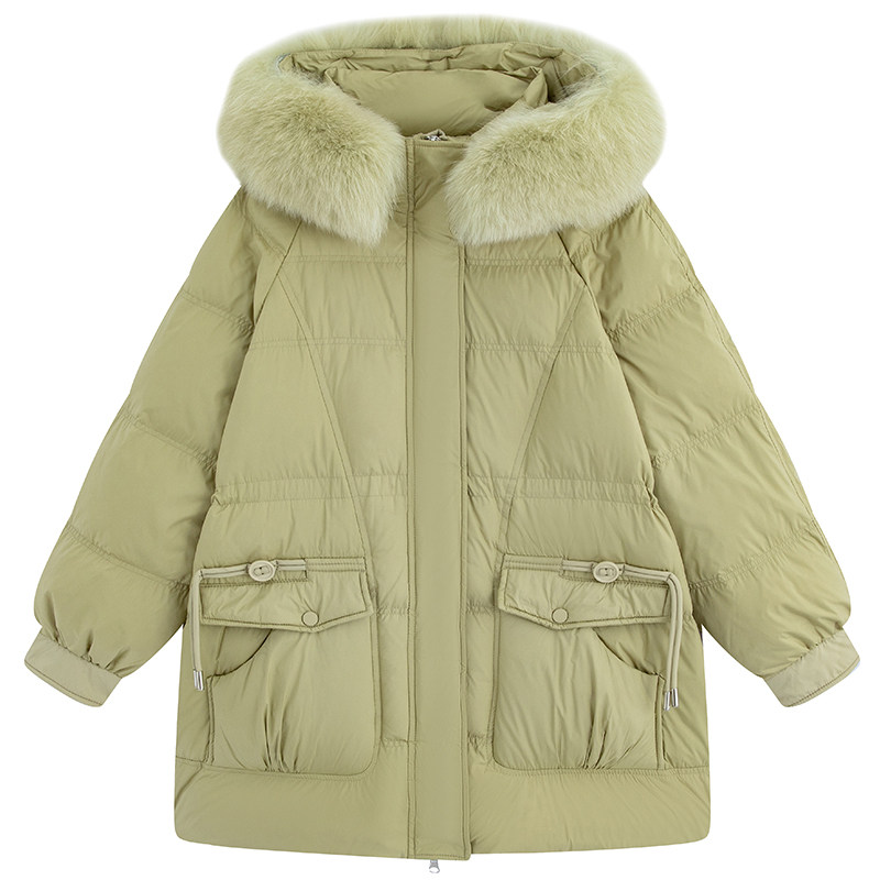 大毛领时尚款抽绳收腰厚外套胖仙女莹莹大码女装胖mm休闲风羽绒服,淘宝优惠券,粉丝福利购,淘宝优惠卷