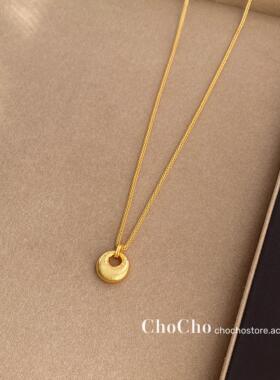 缎面拉丝金驼吊坠项链质感毛衣链