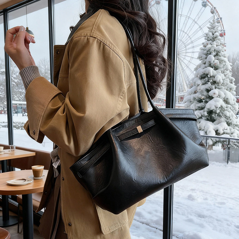 跨境复古大容量托特包包女2026新款韩版时尚通勤百搭单肩斜挎女包,淘宝优惠券,粉丝福利购,淘宝优惠卷