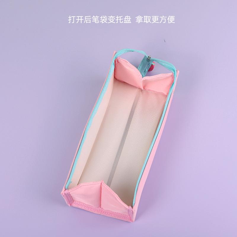 小学生笔袋可爱高颜值草莓熊收纳袋简约铅笔拉链文具袋 - 图2