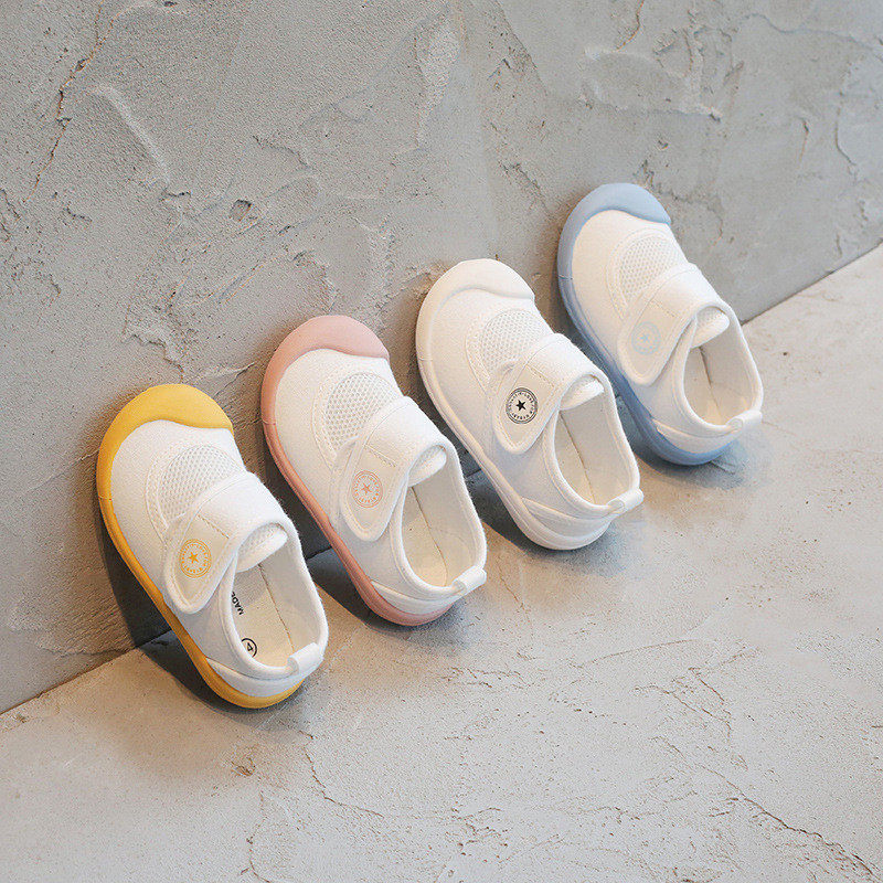 25春夏新款幼儿园网面透气帆布小白鞋魔术贴软底男女童2-8岁,淘宝优惠券,粉丝福利购,淘宝优惠卷