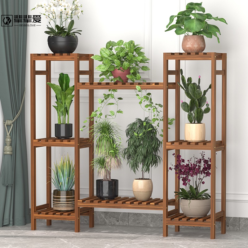 户外阳台大容量实木花架子室内高间距绿萝花盆置物架庭院防腐爬藤 - 图1