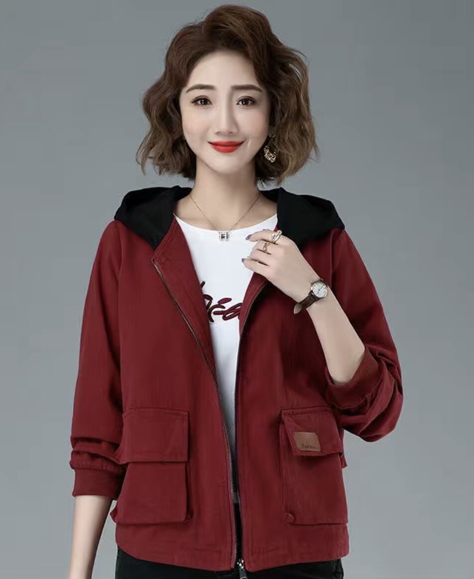 2025新款春季外套女连帽优雅气质百搭宽松显瘦牛仔布休闲夹克上衣
