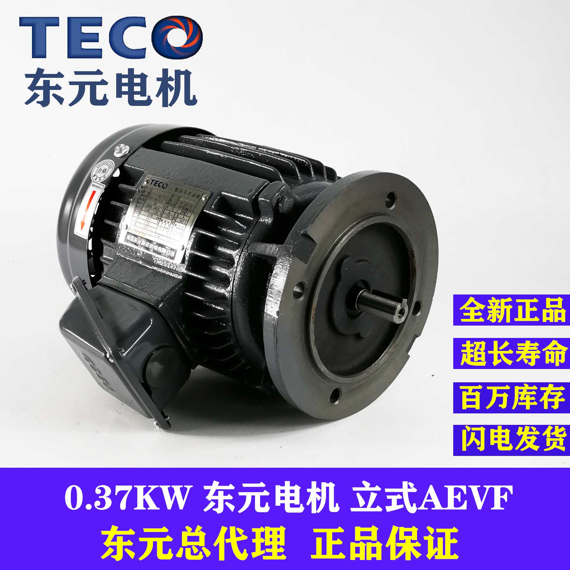 TECO东元电机0.37 0.75 1.5KW AEVF AEMV刹车制动马达电动机立式 - 图1