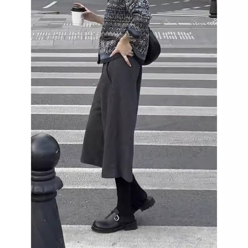 韩系设计感别致羊毛六分裤2025冬季柔软舒适压褶高腰百搭休闲裤子,淘宝优惠券,粉丝福利购,淘宝优惠卷