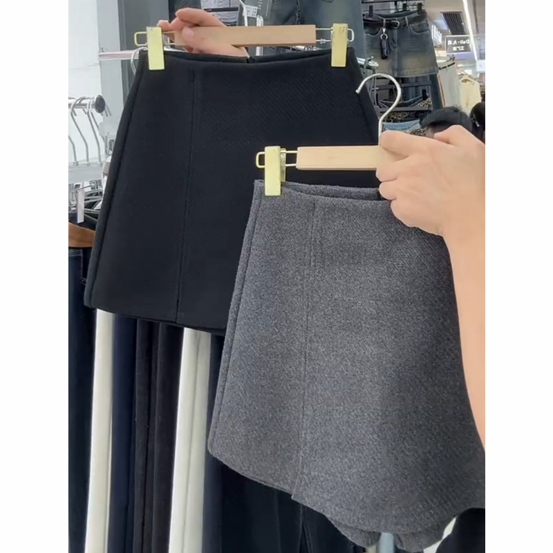 灰色百搭毛呢裙裤2025年秋冬季新款加厚高腰设计显瘦宽松半身裙裤,淘宝优惠券,粉丝福利购,淘宝优惠卷
