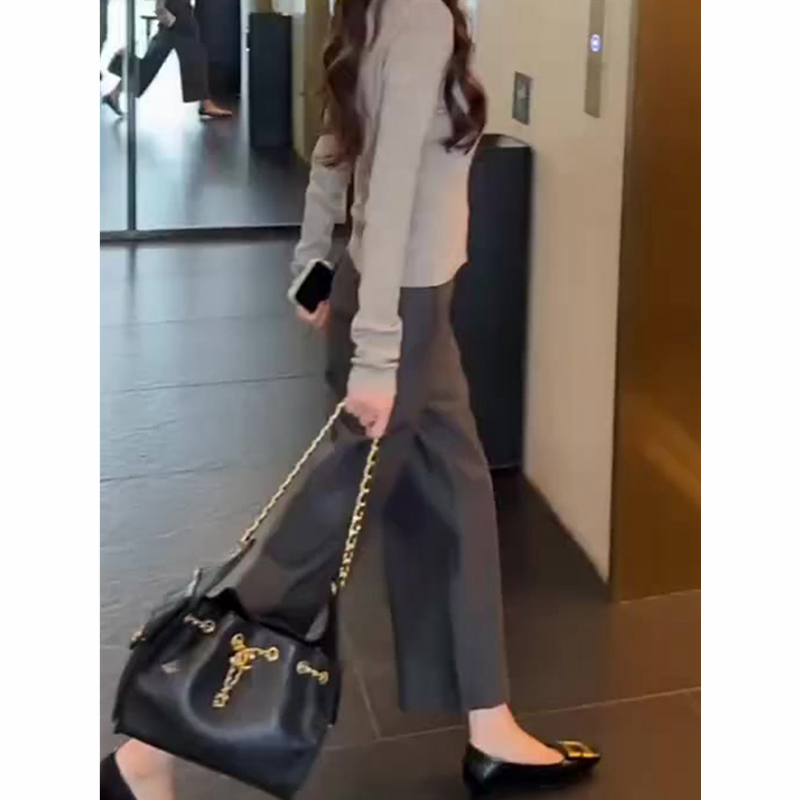 灰色九分西装裤女秋季新款简约时尚直筒裤百搭减龄通勤休闲阔腿裤,淘宝优惠券,粉丝福利购,淘宝优惠卷