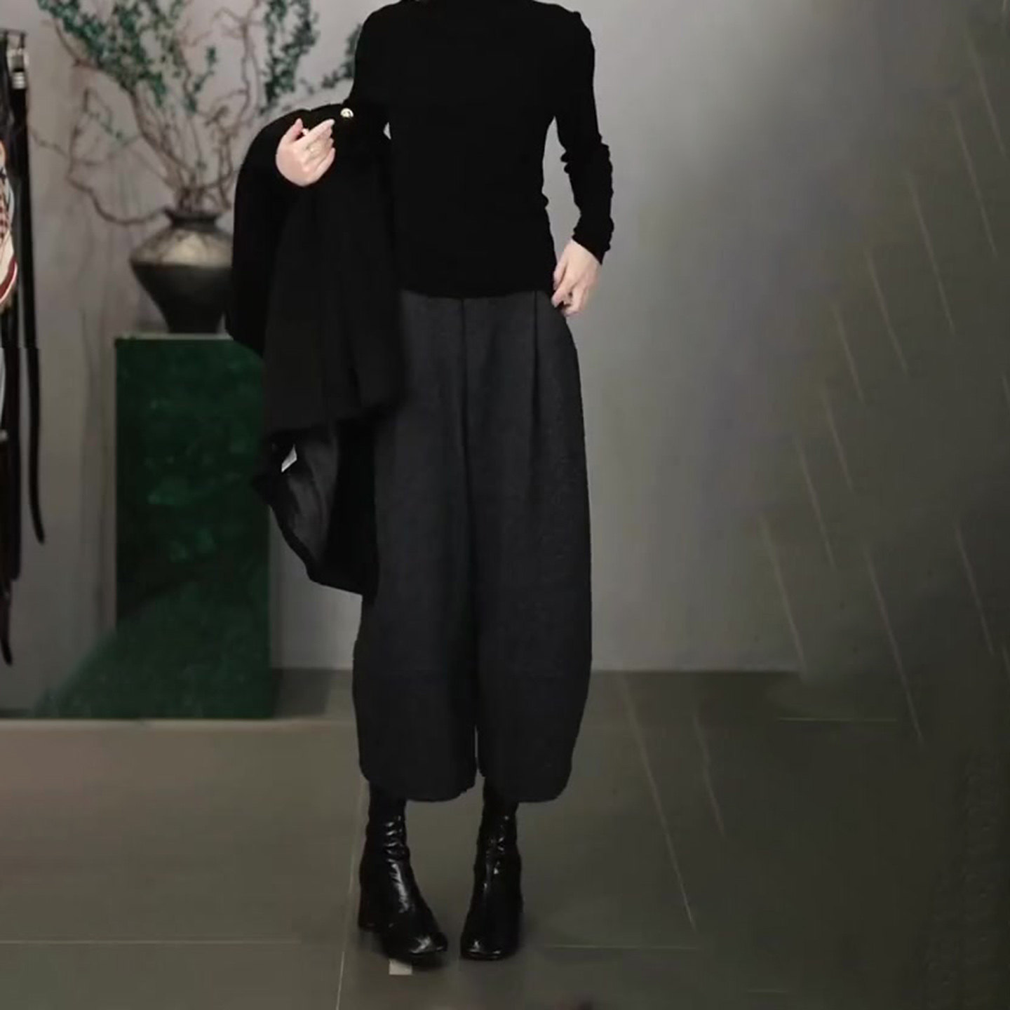 深灰色八分毛呢裤女秋冬新款高腰显瘦时尚百搭洋气减龄休闲阔腿裤,淘宝优惠券,粉丝福利购,淘宝优惠卷