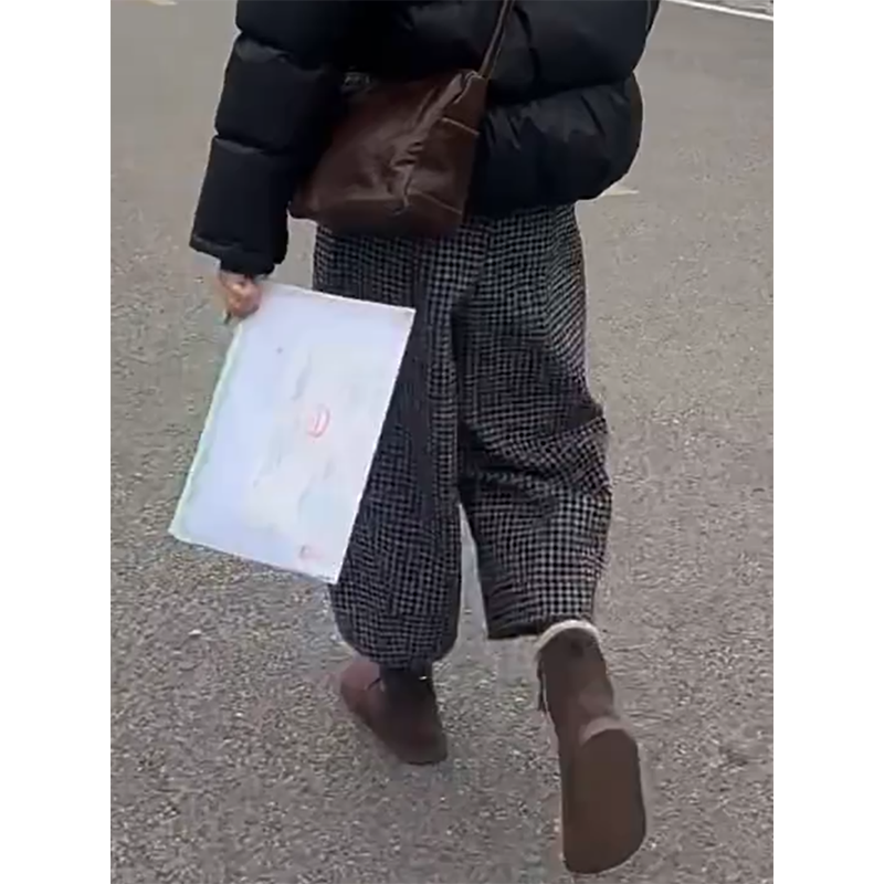 宽松大码胖mm遮肉格子弯刀裤女秋冬新款小个子高腰九分休闲阔腿裤,淘宝优惠券,粉丝福利购,淘宝优惠卷