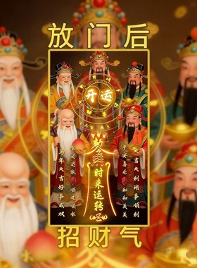 【请个财神爷】聚财偏财进宝八方来财门贴摆件招财摆件店铺做生意