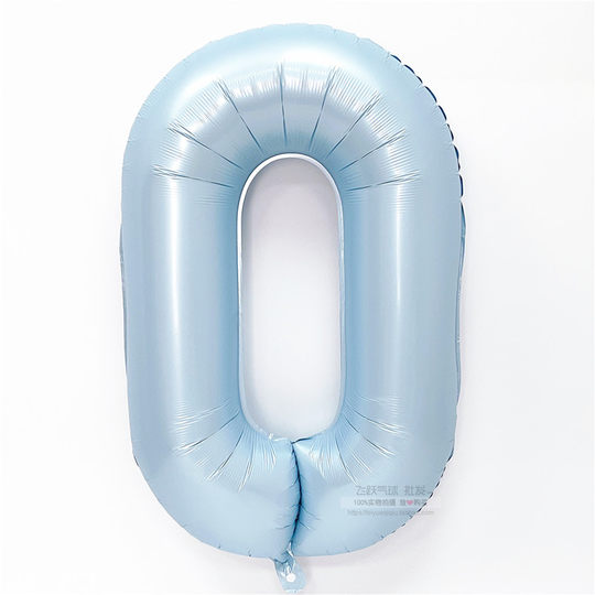 新款40寸婴儿蓝数字铝膜气球 宝宝周岁儿童生日派对装饰背景布置