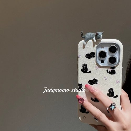 ins风波点毛绒兔适用三星s24fe手机壳note20/s21fe新款s23ultra皮纹a06软a10防摔m22立体公仔a35/a42/a54/a71 - 图2