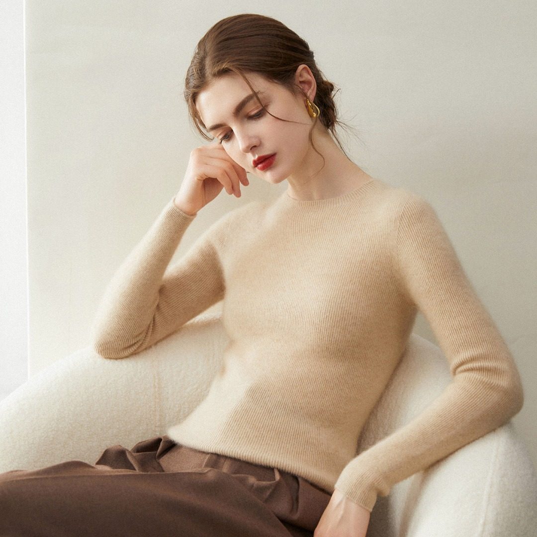 2026秋冬新款100%纯山羊绒衫女圆领纯色内搭女士毛衣针织打底衫女,淘宝优惠券,粉丝福利购,淘宝优惠卷