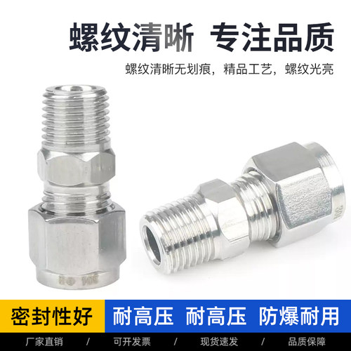 304不锈钢单双卡套接头螺纹直通终端管接头气源油管仪表铜管 - 图0