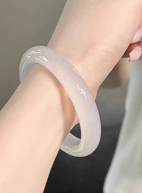 高冰白月光玉髓手镯少女款冰种荔枝冻网红冰透玉髓手镯