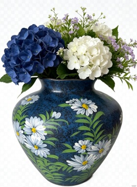 景德镇陶瓷花瓶手绘油画风插花器客厅装饰品摆件高级感家居装饰品