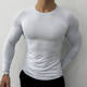 Seamless jacquard fitness long-sleeved T-shirt sports outdoor men's slim-fit quick-drying elastic training top round neck