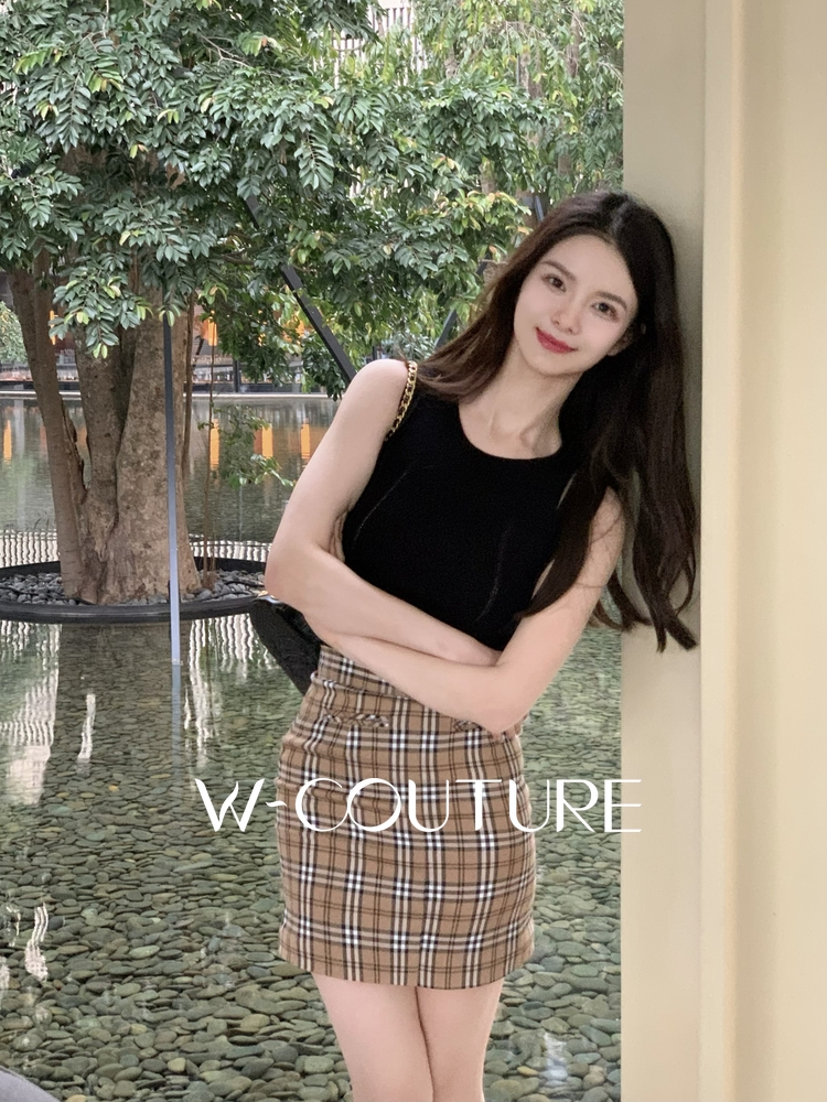 热辣滚烫Wcouture原创假两件精纺羊毛针织显瘦紧身背心上衣-图0