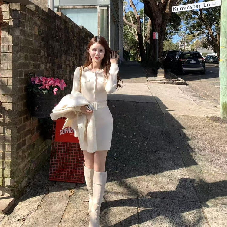 大白兔Wcouture原创 修身百搭韩风不费力羊毛针织收腰连衣短裙,淘宝优惠券,粉丝福利购,淘宝优惠卷