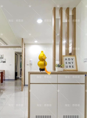 黄色陶瓷葫芦摆件化厨房西北角火烧解乾天门卦西南缺角昆仑五色土