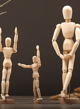 北欧创意木质人物模型电视柜装饰