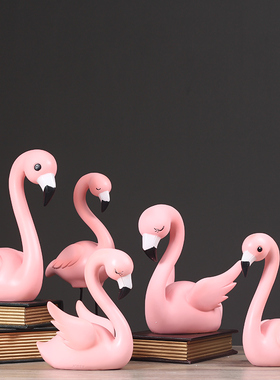 摆设仿真火烈鸟客厅房间书柜摆件