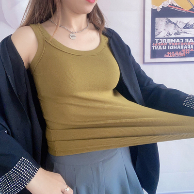 春夏薄款针织螺纹背心女内搭防走光打底运动小吊带百搭修身上衣潮