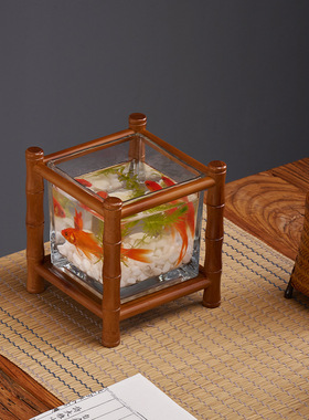 桌面小型养生花几水培绿植盆栽花架创意养心茶台楠竹展示架摆放架