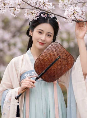 手工竹编筇竹芭蕉扇团扇复古汉服百搭长柄舞蹈扇古风夏季纳凉蒲扇